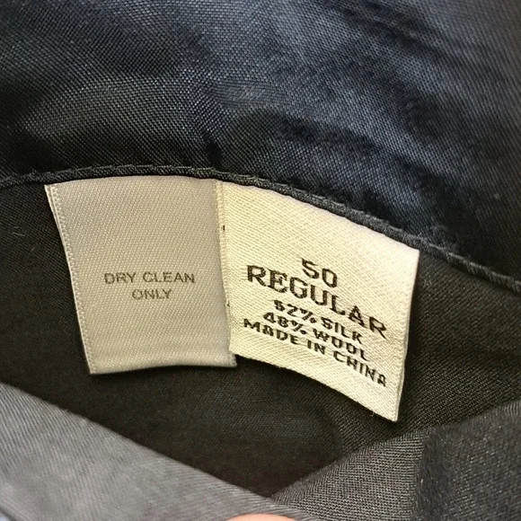 Joseph Feiss Mens 50R Blue Silk Wool Plaid Suit Jacket Blazer Windowpane